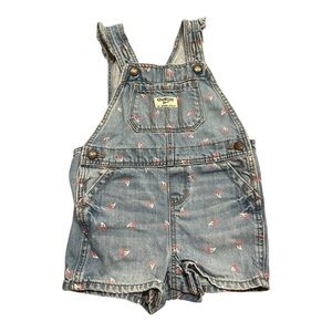 OshKosh B'Gosh Cherry Denim Ruffle Shortall Baby girl